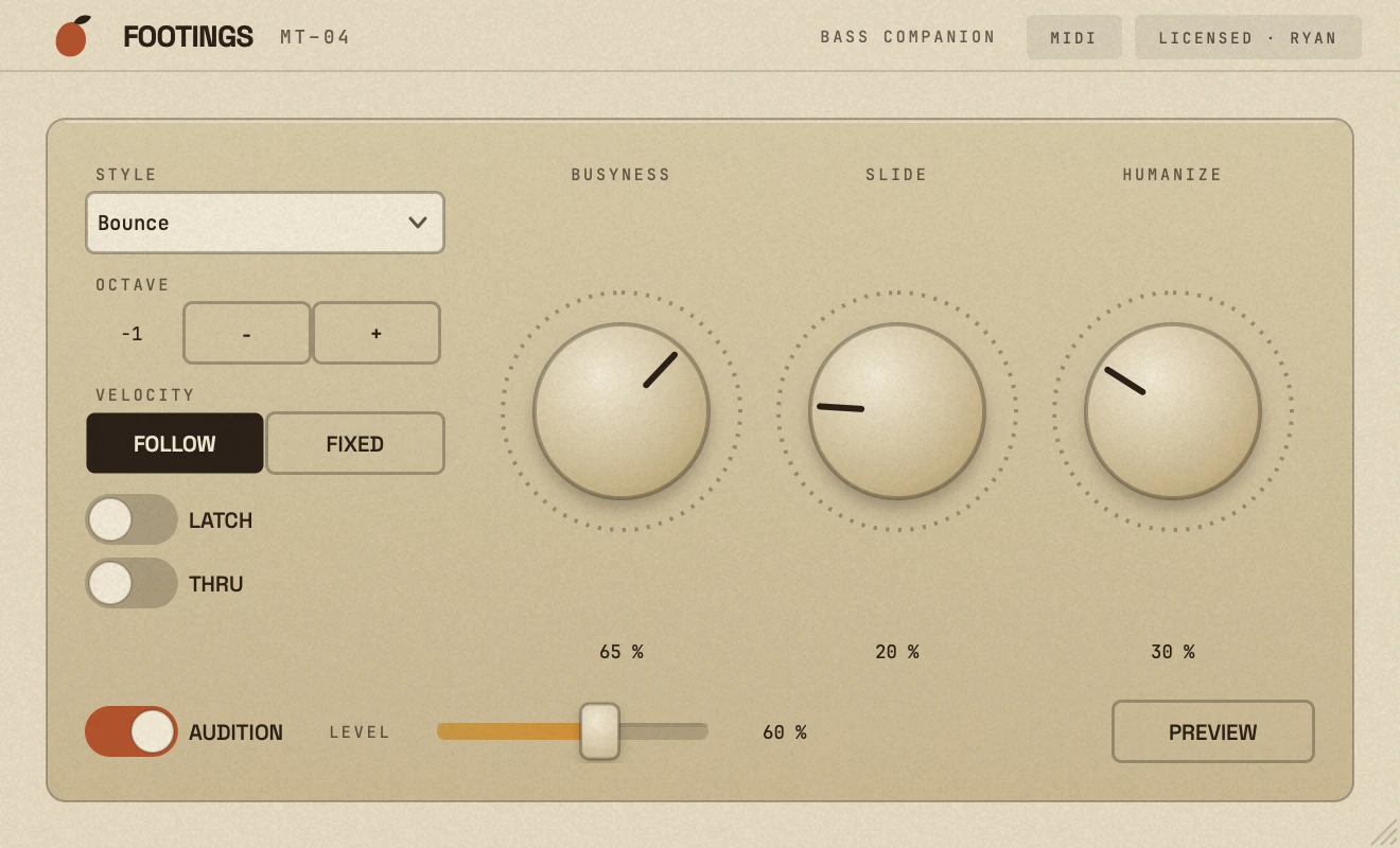 The Footings interface