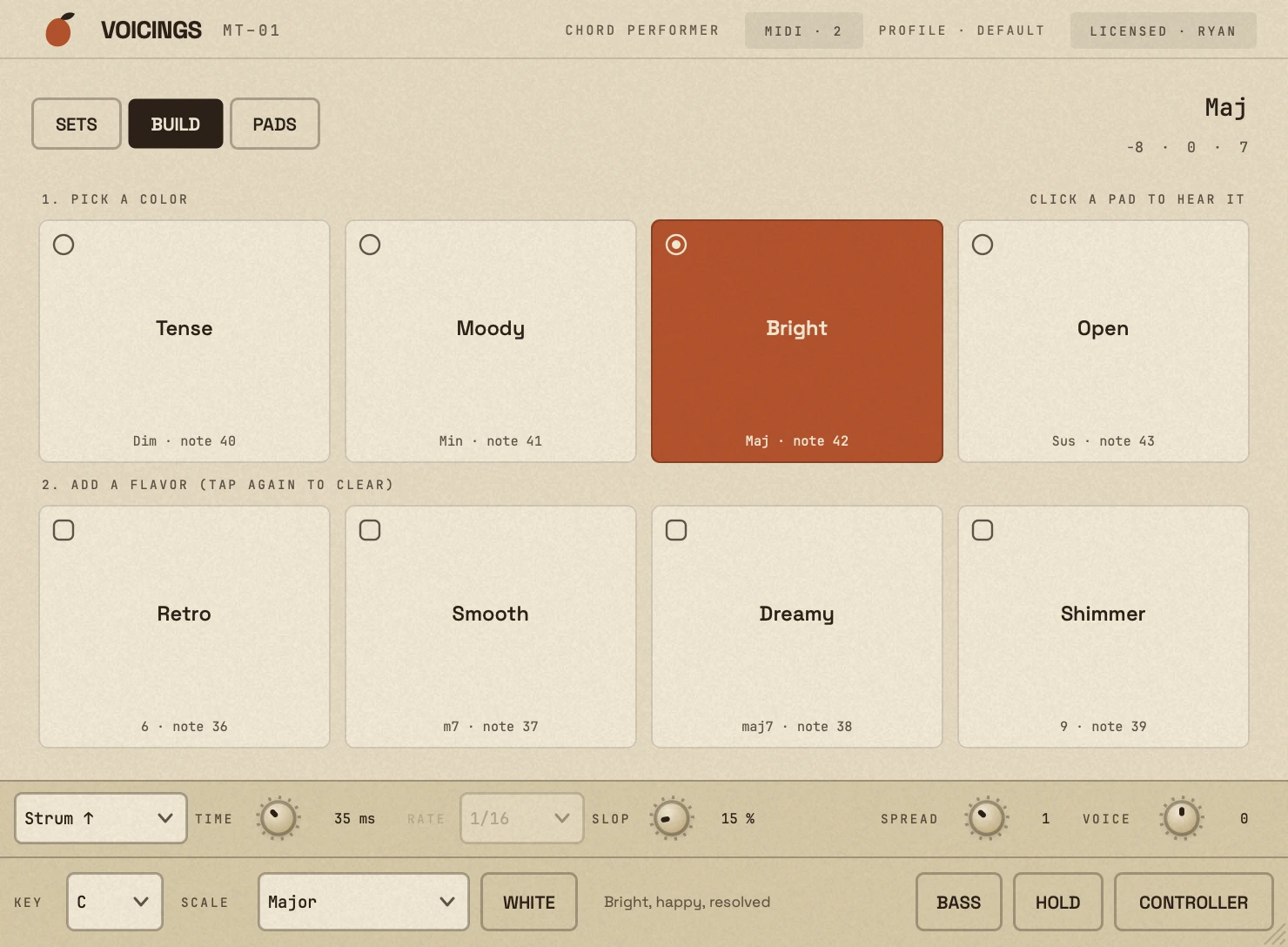 Voicings — the Build view