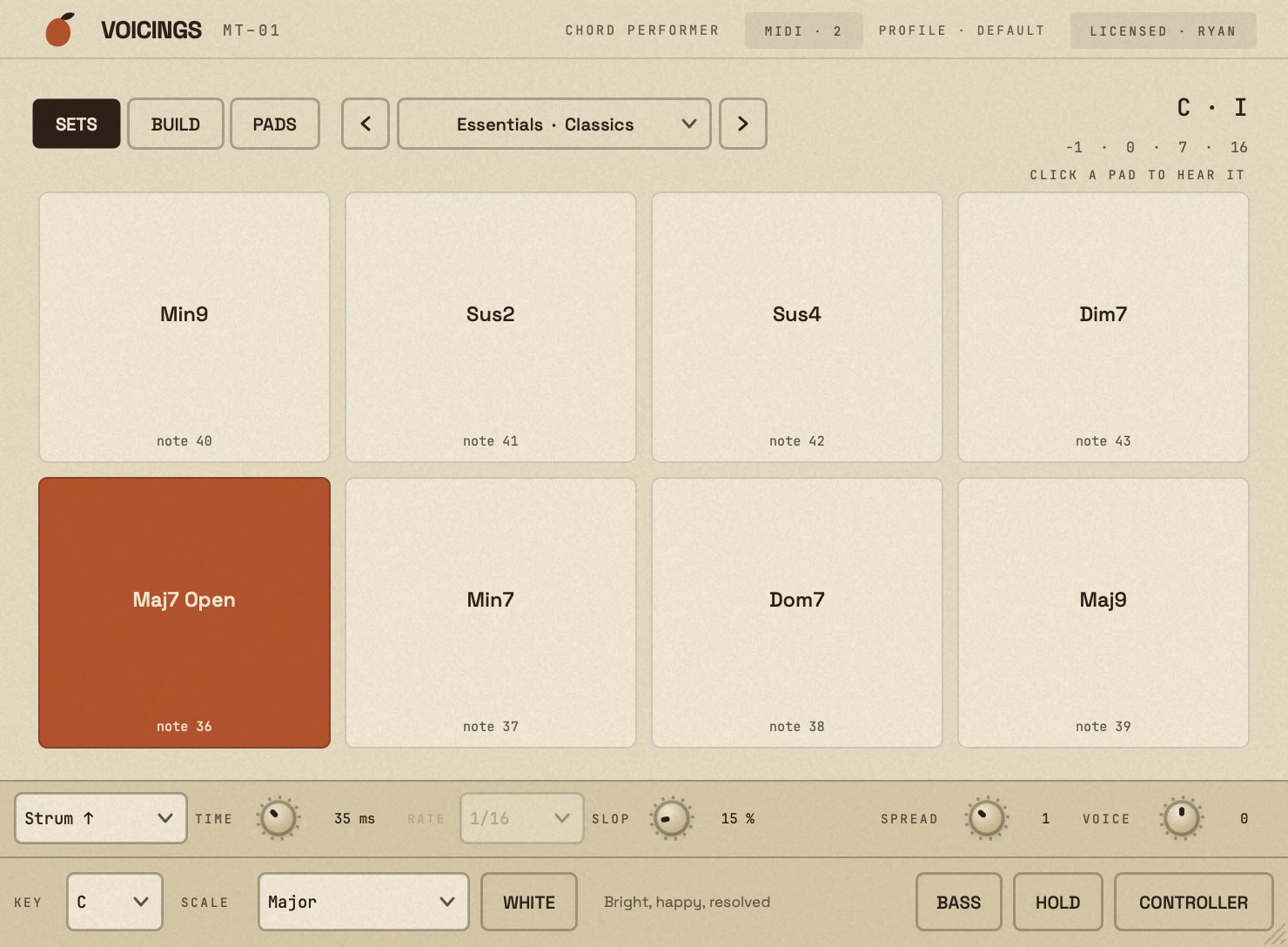 The Voicings interface